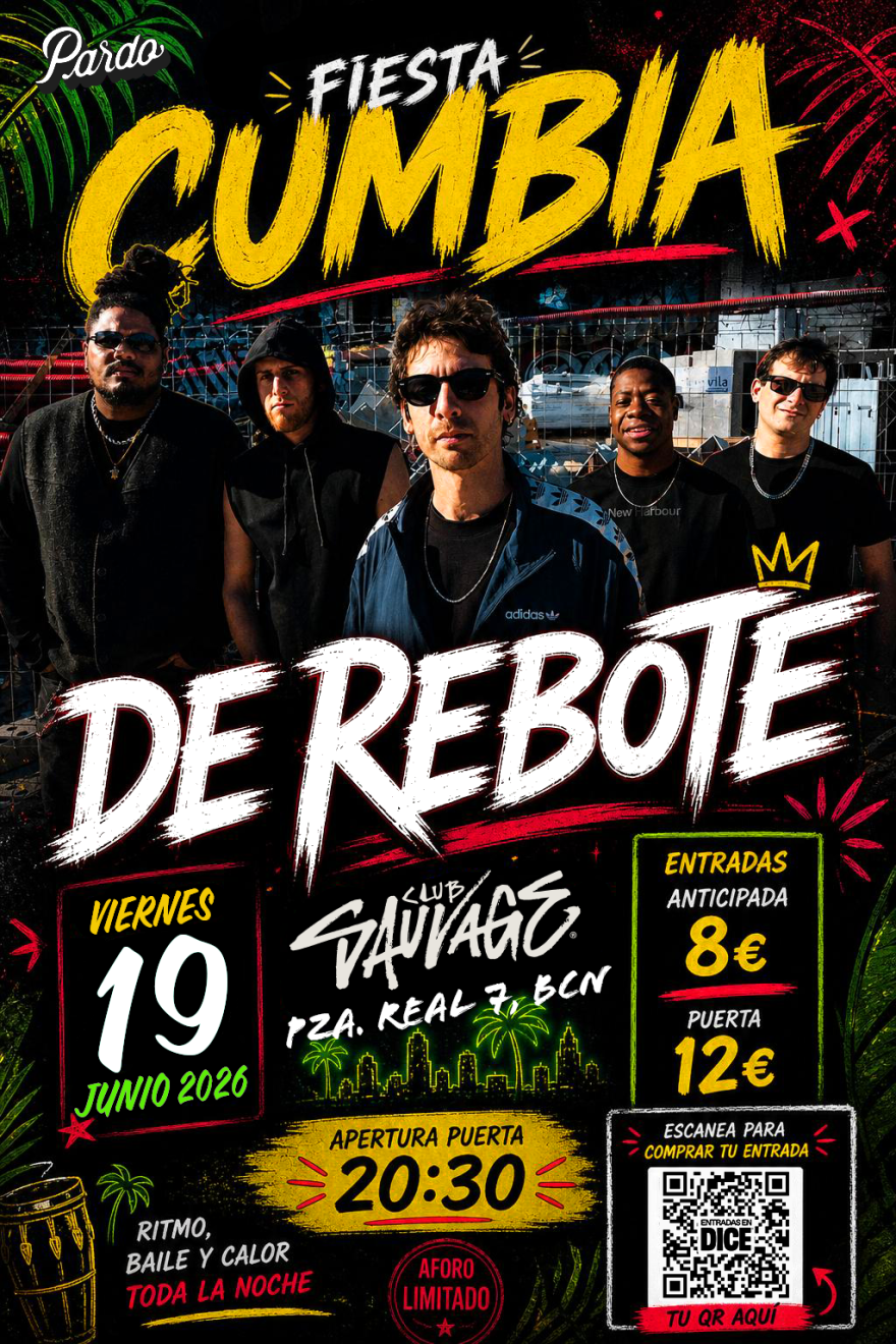 De Rebote, cumbia en vivo en Sidecar, Plaza Real 7, Barcelona