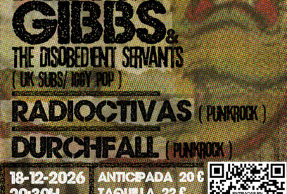 ALVIN GIBBS & The Disobedient Servants + Radioactivas + Durchfall en concierto en Sidecar, Plaza Real 7, Barcelona